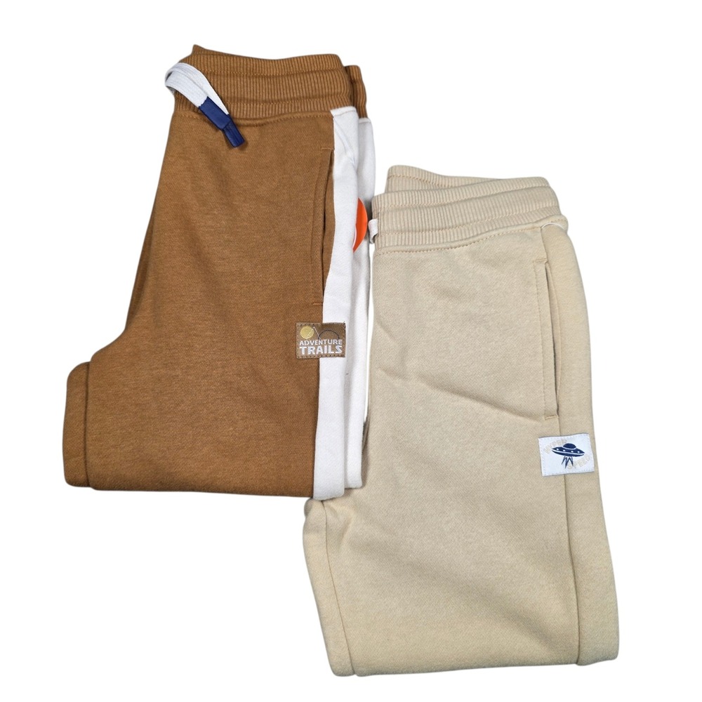 Wonder Nation Kids Fleece Jogger Pants 2PK Brown Tan Size 5 NWT